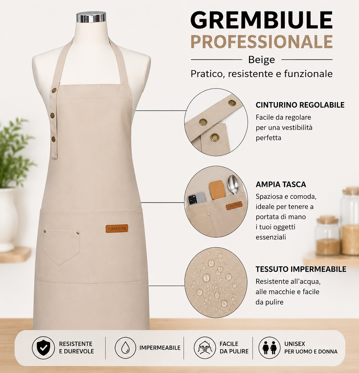 PACK 4 GREMBIULI PERSONALIZZATI PROFESSIONALI