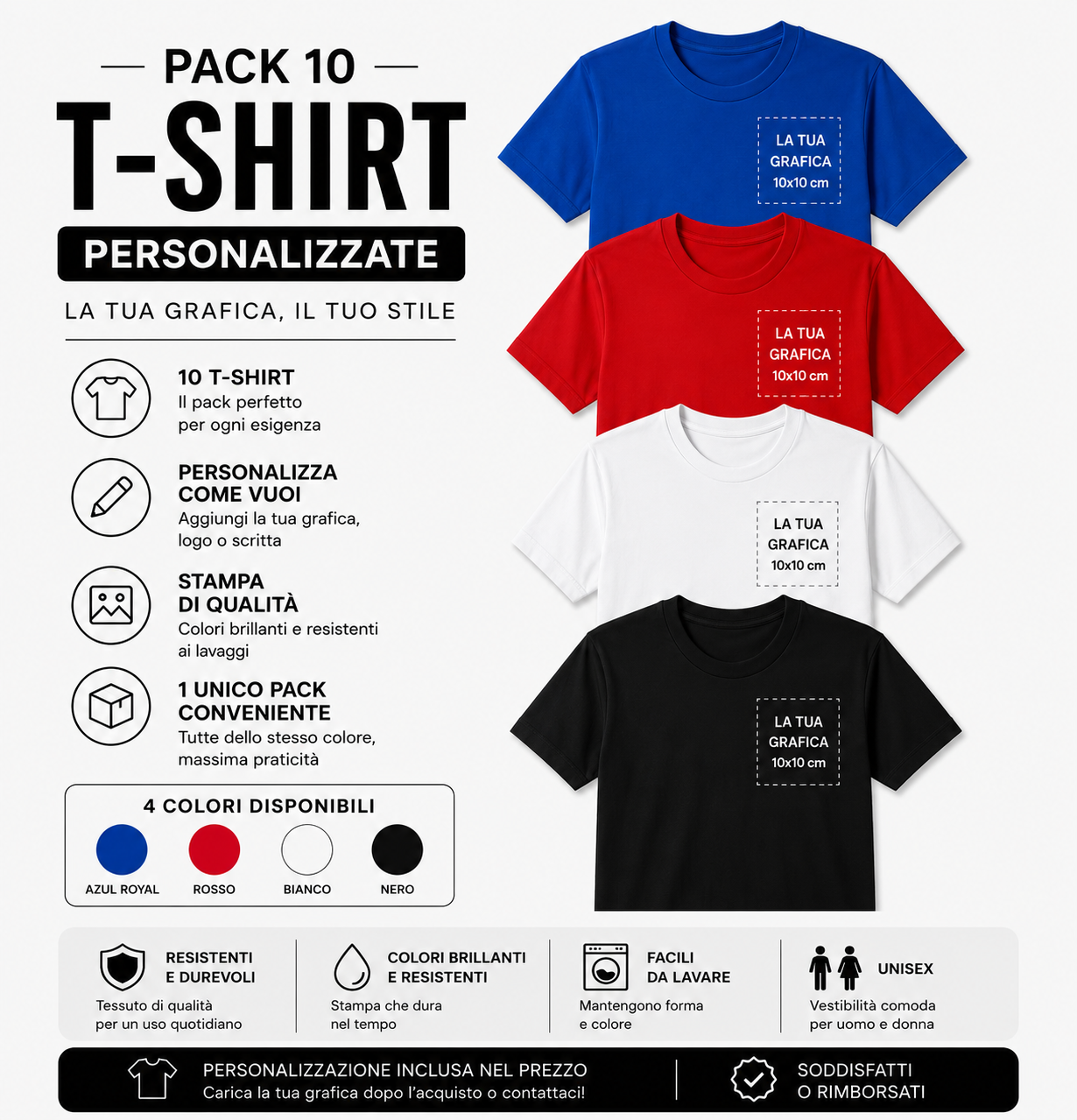 Pack 10 Magliette Personalizzate